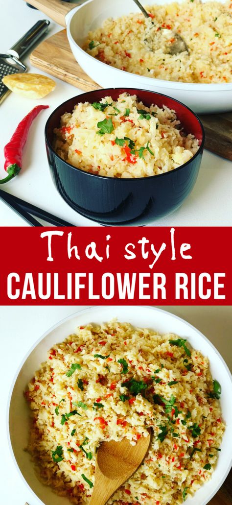 Thai Cauliflower Rice, Thai Cauliflower, Cauliflower Rice Recipe, Cauliflower Fried Rice Recipes, Dinner Favorites, Riced Cauliflower, Cauliflower Rice Recipes, Paleo Crockpot, Cauliflower Fried Rice