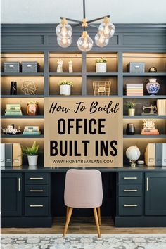 Hide A Home Office, Home Office Ideas Built In Shelves, Built In Office Shelves And Desk, Built In Shelves With Desk And Tv, Built In Bookshelves With Desk Bedroom, Cabinets In Office Work Spaces, Home Office Display Wall, Bookshelf With Drawers Built Ins, Office Built In Shelving