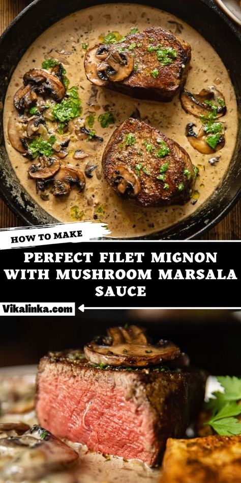 Tenderloin Recipes Beef Filet Mignon, Italian Filet Mignon, Filet Mignon Marsala, Filet Mignon With Red Wine Sauce, Sauce For Fillet Steak, Filet Mignon With Mushrooms, Filet Recipes Steak, Filet Marsala Recipe, Gravy For Filet Mignon