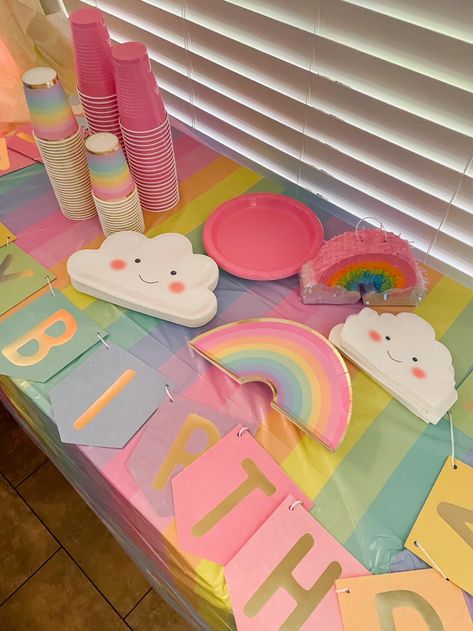 Rainbow Fifth Birthday, Diy Rainbow Party Favors, Pastel Rainbow 3rd Birthday Party, Rainbow Park Party, Rainbow Themed 2nd Birthday Party, Rainbow Second Birthday Party, Rainbow Birthday Diy, One Year Old Rainbow Birthday Party, Retro Rainbow Birthday Party