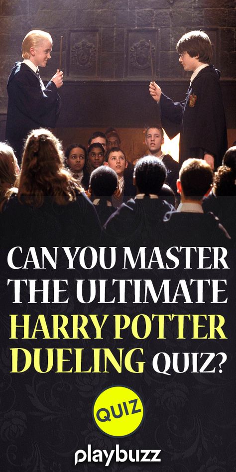 There are a ton of battles and duels that happen during the Harry Potter series. How many do you remember? See if you can ace this difficult duelling quiz! *** #PlaybuzzQuiz #HarryPotter Harry Potter Quiz Trivia Hogwarts Wizarding World JK Rowling Magic Wand Spells Snape Playbuzz Quiz Wand Spells, Harry Potter Quizzes, Harry Potter Quiz, Playbuzz Quiz, Harry Potter Spells, Harry Potter Series, Magic Wand, Do You Remember, Wizarding World