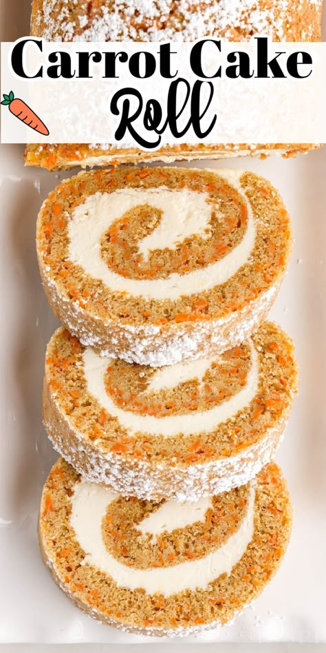 Carrot Cake Roll Recipe, Jelly Rolls Recipe, Carrot Cake Roll, Spiced Carrot Cake, Classic Carrot Cake, Carrot Spice Cake, Easter Recipe, Spiced Carrots, Easy Carrot Cake