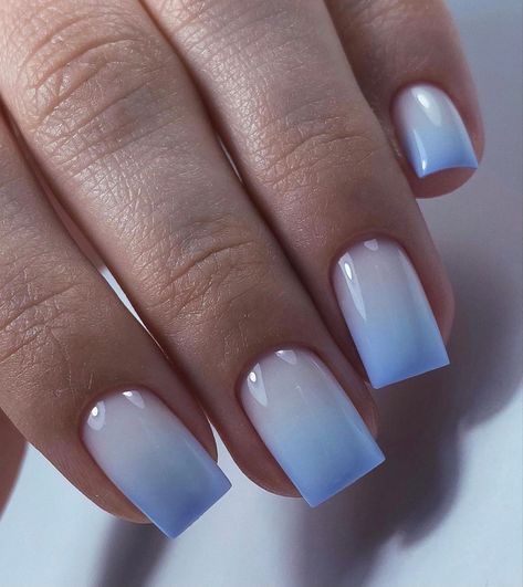 Nail Design Light Blue, Blue Nail Designs Summer, Nail Light Blue, Light Blue Nails With Design, Blue Nails With Design, Gel Extension Nails, Korean Manicure, Blue Nail Design, Light Blue Nail