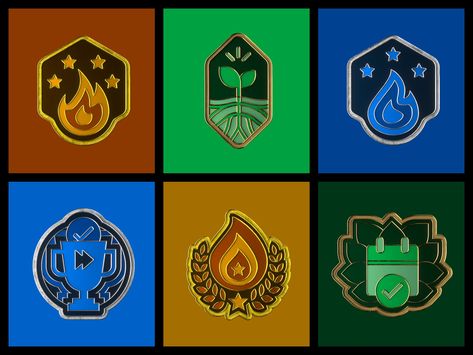 3D achievement badges by Ben Kókolas on Dribbble App Badges, Fire Badge, Badge Design, 3d Logo, Graphic Design Portfolio, Portfolio Design, 3d Art, Logo Branding, Global Community