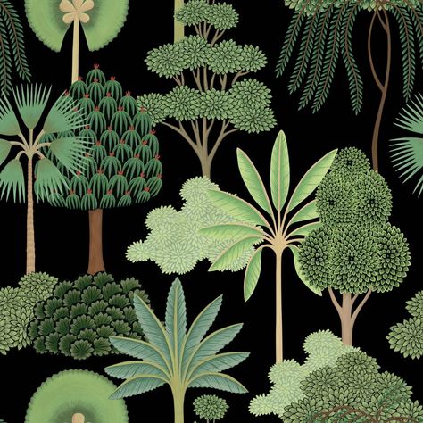 Trees Wallpaper, Mughal Art Paintings, Tropical Art Print, Jungle Illustration, Pichwai Paintings, Jungle Wallpaper, Tree Wallpaper, Indian Art Paintings, Tropical Art