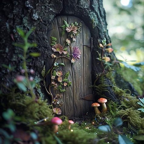 Fairy Door Inside House, Fairy Door Inspiration, Faerie Door, Fairy Doors On Trees, Fairy Door Accessories, The Most Beautful Fairy Doors, Whimsical Cottage, Fairy Garden Houses, Enchanted Garden