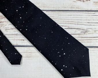 Etsy :: Your place to buy and sell all things handmade Space Black And White, Constellation Wedding, Star Themed Wedding, Star Tie, Groomsmen Ties, Diy Wedding Dress, Celestial Wedding, Tie For Women, Wedding Suits Groom