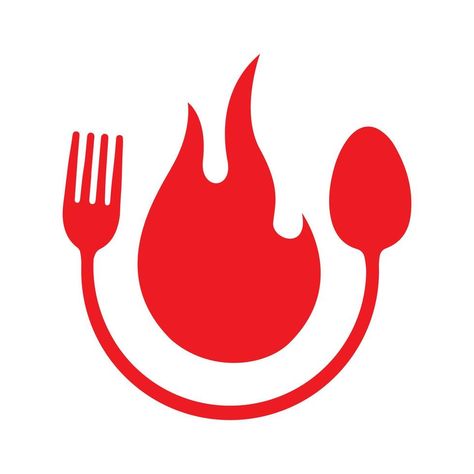 spoon with fork and fire red logo symbol icon vector graphic design illustration idea creative Fork Logo, Logo Symbol, Logo Banners, Cityscape Photos, Red Logo, Marketing Design, Custom Illustration, Custom Branding, Red Fire