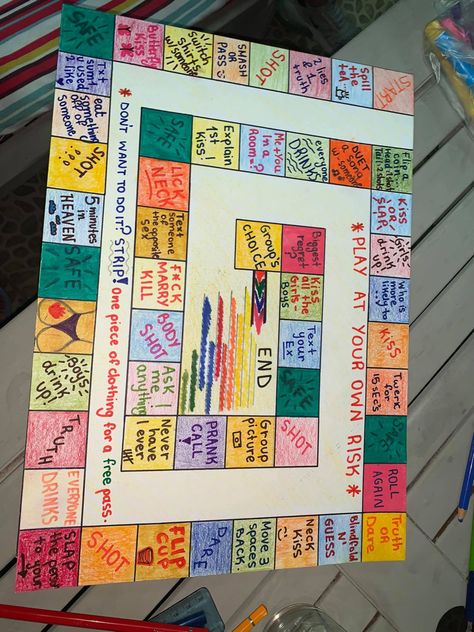 Board Game Sleepover, Drunk Monopoly Board, Sleepover Game Board, Girls Night Board Games Diy, Home Made Board Games Diy, Drunkopoly Board, Lets Get F Up Game Board, Sleepover Board Games, Diy Board Games For Teenagers