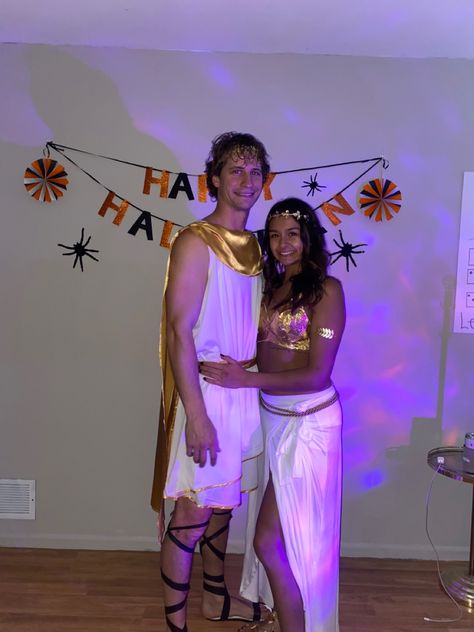 Greek Costume Couple, Greek Goddess And God Costume, Greek Goddess Couple Costume, Greek Goddess Costume Couple, Greek God Couple Costume, Greek Gods Halloween Costume, Greek Couple Costume, Greek Gods Couple Costume, Greek God And Goddess Costume Couple