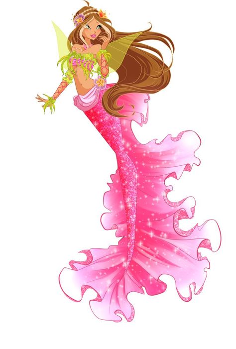 Flora Mermaid Klub Winx, Arte Indie, Bloom Winx Club, Pink Mermaid, Mermaids And Mermen, Mermaid Coloring, Mermaid Art, A Mermaid, Winx Club