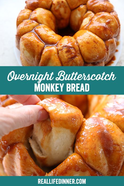 Butterscotch Monkey Bread, Christmas Monkey Bread, Overnight Monkey Bread, Rhodes Rolls Recipes, Caramel Monkey Bread, Easy French Bread Recipe, Fluffy Rolls, Butterscotch Recipes, Easy Monkey Bread