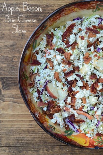 Apple Coleslaw Recipe, Cheese Slaw, Blue Cheese Coleslaw, Apple Coleslaw, Blue Cheese Recipes, Poppy Seed Dressing, Apples And Cheese, Slaw Recipes, Summer Side Dishes