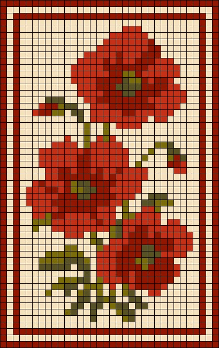 Alpha pattern #163473 Pixel Art Pattern Sewing Patterns, Flower Border Cross Stitch Pattern, Cherry Grid Pattern, Leaf Perler Bead Patterns, Floral Crochet Tapestry, Crochet Flower Graph, Simple Tapestry Crochet Pattern Easy, Red Alpha Pattern, Leaf Alpha Pattern