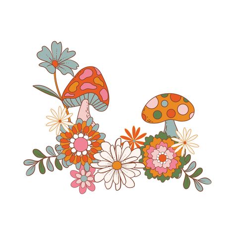 Boho Flower Mushrooms 🍄  Digital download only Boho Flower Pattern, Abstract Mushroom Art, Boho Flowers Drawing, Flowers Branding, Boho Flower Art, Boho Drawing, Boho Mushroom, Fungi Illustration, Flowers And Mushrooms