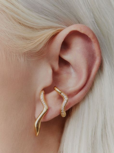 Lobe Cuff, Gold Ear Cuff, Lobe Piercing, Maria Black, Conch Piercing, Black Jewelry, Recycled Sterling Silver, Bracelets And Charms, 22k Gold