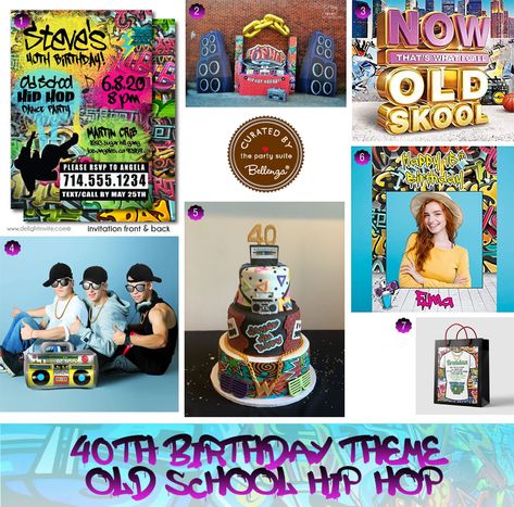 Turn a Cool "40" with an Old School Hip Hop Birthday Party - Unique Party Ideas from The Party Suite at Bellenza Disco Dance Theme, Hip Hop Backdrop, Cool Party Ideas, Graffiti Decor, Hip Hop Birthday Party, 40th Birthday Themes, Hip Hop Birthday, Windows Ideas, Unique Party Ideas