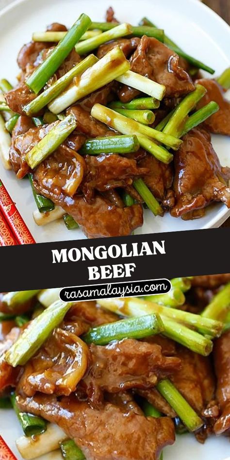 Mongolian beef is one of the best Chinese recipes. This easy Mongolian beef recipe is better than Chinese takeout and PF Chang's. Homemade easy recipe that anyone can make at home! Chinese Beef Dishes, Mongolian Beef Recipe Pf Changs, Easy Mongolian Beef Recipe, Best Chinese Recipes, Easy Mongolian Beef, Mongolian Beef Recipe, Mongolian Beef Recipes, Best Chinese Food, Rasa Malaysia