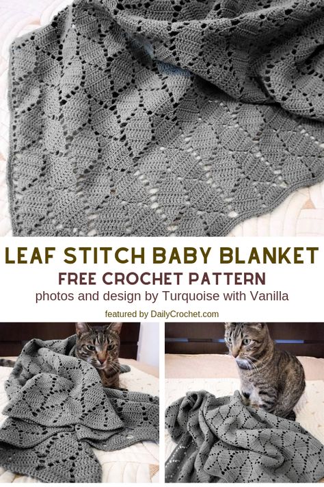 Baby Blanket Free Crochet Pattern, Leaf Stitch, شال كروشيه, Crochet Patterns Free Beginner, Easy Crochet Baby Blanket, Easy Crochet Baby, Crochet Simple, Haken Baby, Blanket Knitting