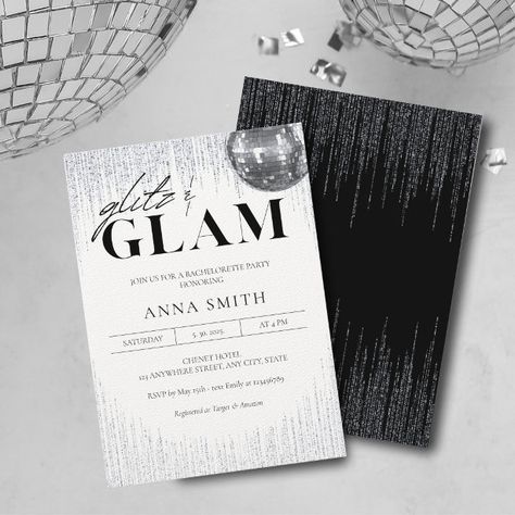 Disco Glam Party Invitation, Disco Engagement Party Invitations, Glitz And Glam Invitation Template, Glitz And Glam Decor Party, Disco Ball Party Invitation, Glitz And Glam Invitations, Disco Theme Invitations, Glitz And Glamour Party Decorations, Glam Party Invitations