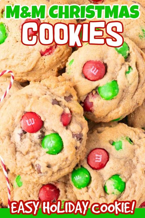 M&M Christmas Cookies are chewy and easy to make. M&M candies fill these cookies with so much flavor and make the perfect holiday cookie. If you love making delicious holiday cookies for your Christmas dinner, then these are the ones to make. Add a tall glass of milk and enjoy these cookies for all your holiday festivities. #christmasonadime #m&mchristmascookies #christmascookies Holiday Dessert Drinks, Mnm Cookies, Easy Holiday Cookies, Festive Cookies, Cookie Cake Recipe, Christmas Cookies Easy, Best Christmas Cookies, Pretty Cookies, Holiday Cookie