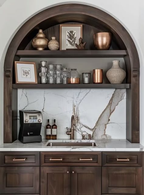 Kitchen Bar Built In, Built In Wet Bar Kitchen, Dry Bar Inspiration, Dry And Wet Kitchen Design, Dry Kitchen And Wet Kitchen, Built In Coffee Bar Ideas Kitchen, Bar Style Kitchen, Built In Dry Bar, Dry Kitchen Design