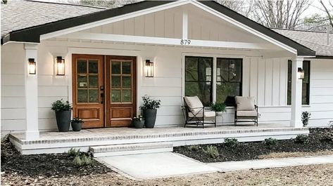 Front Porch Addition, Ranch House Remodel, Ranch House Exterior, Porch Remodel, House Front Porch, Porch Addition, Ranch Remodel, Ranch Exterior, Front Porch Design