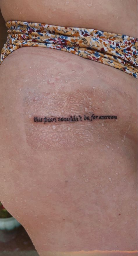 taylor swift quote tattoo “this pain wouldn’t be for evermore” Taylor Swift Finger Tattoo, Taylor Swift Lyrics As Tattoos, Taylor Swift Tattoos Evermore, Thigh Lyric Tattoo, Taylor Swift Tattoo Quotes, Forever Winter Taylor Swift Tattoo, This Is Me Trying Taylor Swift Tattoo, Know It’s For The Better Tattoo, Lyric Tattoos Taylor Swift