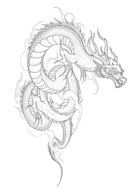 Japanese Tattoo Linework, Chinese Dragon Tattoo Stencil, Dragon Chino Tattoo, Dragon Tattoo Outline, Dragon Tattoo Stencil, Dragon Tattoo Drawing, Ink Tattoo Design, Red Tattoo Ideas, Asian Dragon Tattoo