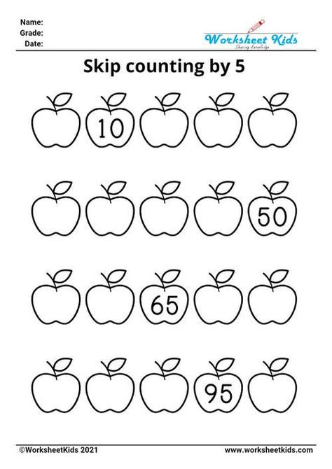 practice worksheets on Skip counting by 5 for kindergarten grade 1 grade 2 grade 3 Tutoring Resources, Skip Counting By 5, Skip Counting Worksheets, Afterschool Program, Counting By 2, Third Grade Worksheets, Skip Counting By 2, Counting By 10, Counting By 2's