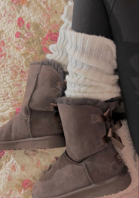 Leg Warmers Coquette, Bailey Bow Uggs Outfit, Boots Amazon, Cute Uggs, Ugg Coquette, Uggs With Bows, Ugg Bailey Bow, Tall Uggs, Trendy Shoes Sneakers