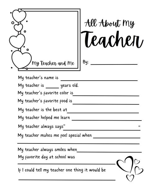 All About My Mom, Teacher Questionnaire, Mom Jobs, Simple Gift, I Love My Dad, End Of School Year, Teacher Printable, Fathers Day Crafts, End Of School