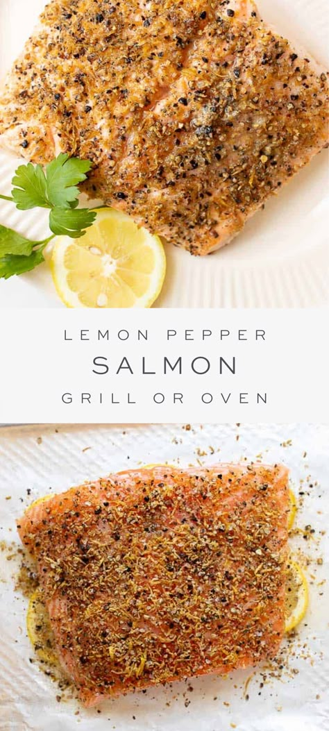 This Lemon Pepper Salmon recipe is absolutely foolproof. In fact, it’s the most delicious and easiest way to add all the goodness that salmon offers into your dinner rotation. With the perfect blend of seasonings and the essence of fresh squeezed lemon, it’s a light and easy dinner your whole family will love! Seasoned Salmon Recipes, Light Salmon Recipes, Healthy Salmon Seasoning, Salmon Recipes Without Lemon, Low Sodium Salmon Recipes, Ways To Season Salmon, Good Salmon Recipes, Perfectly Cooked Salmon, Salmon Recipes Baked Lemon Garlic