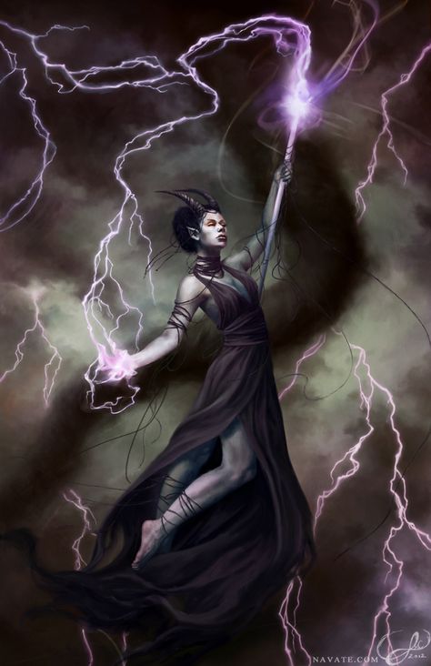 Lauren K Cannon (Navate) #dark #fantasy #digital #art Dragon Age Rpg, Lightning Thunder, Magic User, Thunder And Lightning, Witch Art, Fantasy Warrior, Magical Creatures, Horror Art, Dark Fantasy Art