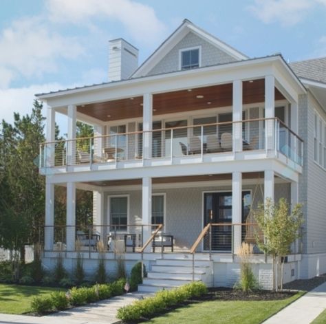 Coastal Exterior, Beach House Exterior, Back Deck, Deck Railings, Railing, Beach House, House Exterior, Exterior