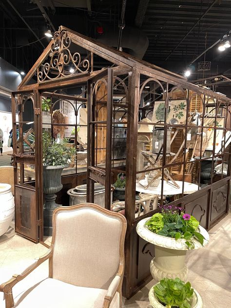 Royal Iron Orangery Greenhouse | The Alley Exchange - The Alley Exchange, Inc Very Small Greenhouse, French Greenhouse Aesthetic, French Greenhouse, Botany Aesthetic, Patio Planting, Rustic Greenhouses, Window Greenhouse, Victorian Greenhouses, Candelabra Wedding