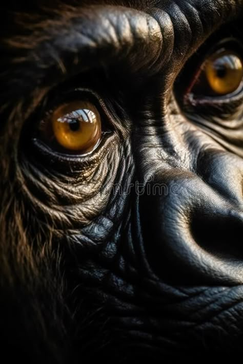 Close up of monkey&#x27;s face with very large yellow eyes. Generative AI royalty free stock photography Close Up Face Photography, Animal Eyes Photography, Illustration Of Animals, Monkey Photography, Monkey Photo, Animal Eyes, Animals Safari, Close Up Faces, Eye Close Up