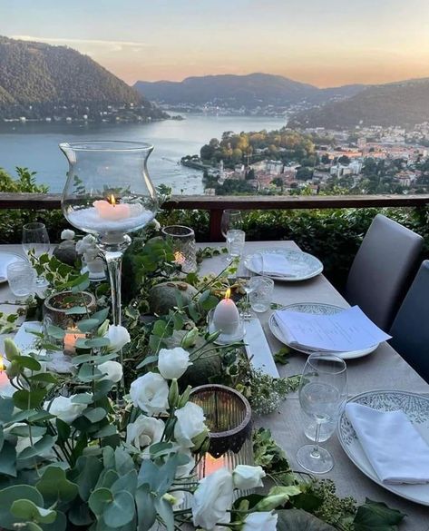 Tablescape Inspiration, Lake Como Italy, Garden Dining, Regions Of Italy, Como Italy, Sunrise And Sunset, European Vacation, Wedding Reception Decor, Northern Italy