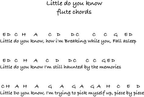 Little do you know - flute chords Little Do You Know Piano, Flute Chords, Flute Songs, Simple Piano, Flute Lessons, Sax Music, Piano Chord, Piano Sheet Music Letters, Letter Song