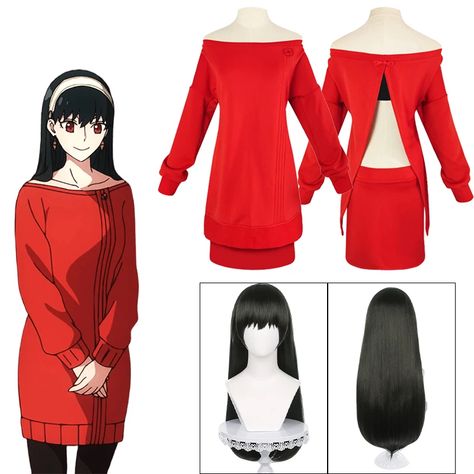 Yor Forger Outfit, Yor Cosplay, Spy X Family Yor, Monster High Cosplay, Anime Spy X Family, Red Knit Sweater, Yor Forger, Outfit Red, Costume Women