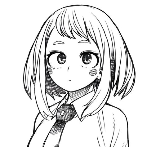 Ochako Uraraka, Character Sketch, Cute Profile Pictures, Cute Art Styles, My Hero Academia Manga, Anime Sketch, Drawing Base, Izuku Midoriya, Manga Drawing