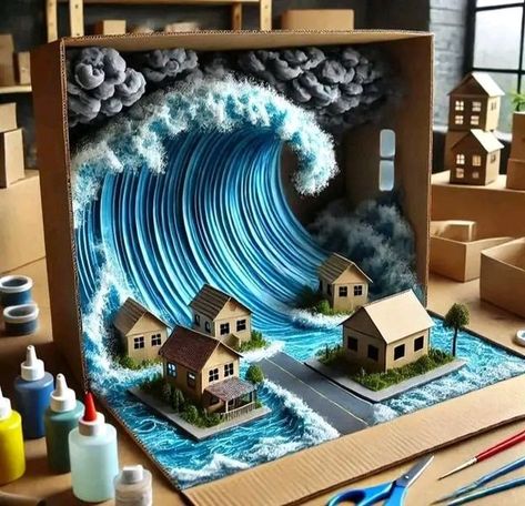 Tsunami Project, History Fair Projects, Science Exhibition Projects, Earth Model, Christian Christmas Decorations, Presentation Ideas For School, Bathroom Remodel Modern, Book Art Projects, Project Theme