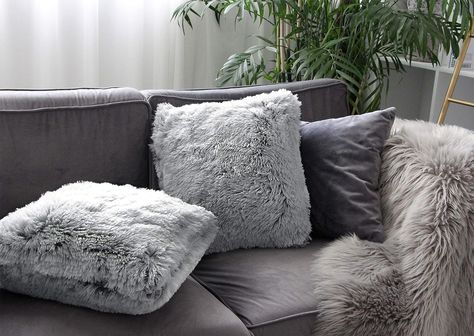 - Soft Long-fibre - 2 Pieces Pillow Covers Made of Polyester 100%. - Suitable for sofa, bed, home, car, office. - Size: 18 x 18 inch, 45cm x 45 cm, it can be stretched 1 more inch because of elastic material. - Artificial Fur Pillow Covers ONLY, inserts are not included. Machine wash in Cold water, delicate cycle, hang to dry. Because of the fluff material of this product, please be careful not to clip the fluff when using the zipper. Grey Pillow Shams, Nordic House, Gray Ombre, Soft Throw Pillows, Fur Pillow, Grey Ombre, Faux Fur Throw Pillow, Fur Throw Pillows, Fur Throw