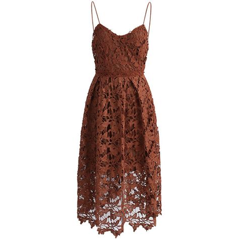 Chicwish Ingenious Crochet Cami Dress in Tan ($62) ❤ liked on Polyvore featuring dresses, vestido, brown, sheer cami, crochet lace dress, cami dress, brown dresses and sheer camisole Crochet Camisole, Brown Lace Dress, Sheer Camisole, Crochet Cami, Brown Cami, Dresses Brown, Party Frocks, Macrame Dress, Transparent Dress