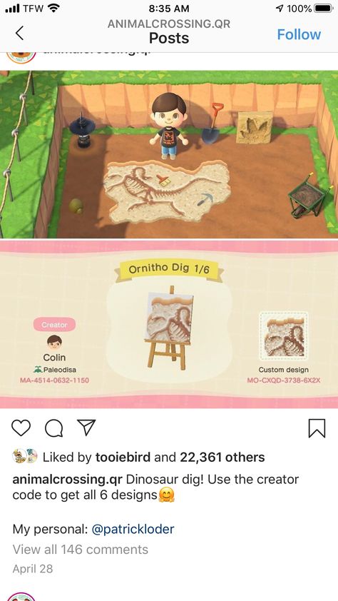 Dinosaur Animal Crossing, Animal Crossing Dinosaur Design, Animal Crossing Fossil Design, Acnh Fossil Dig Site, Acnh Fossil Display, Animal Crossing Fossil Dig Site, Acnh Dinosaur Dig, Animal Crossing Fossil List, Animal Crossing Museum Fossils