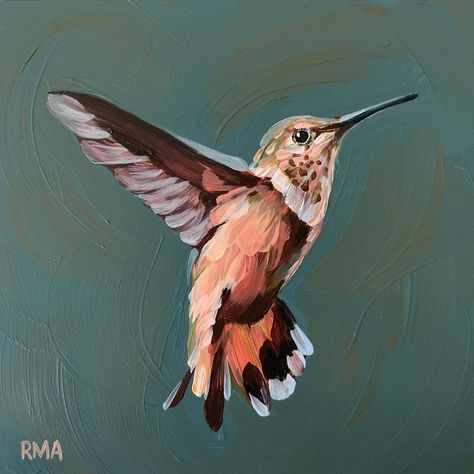 Hummingbird Paintings, Hummingbird Painting Acrylic, Paint 2023, Bird Painting Acrylic, Hummingbird Painting, Hummingbird Art, Watercolor Paintings For Beginners, Fine Art Painting Oil, Bird Artwork