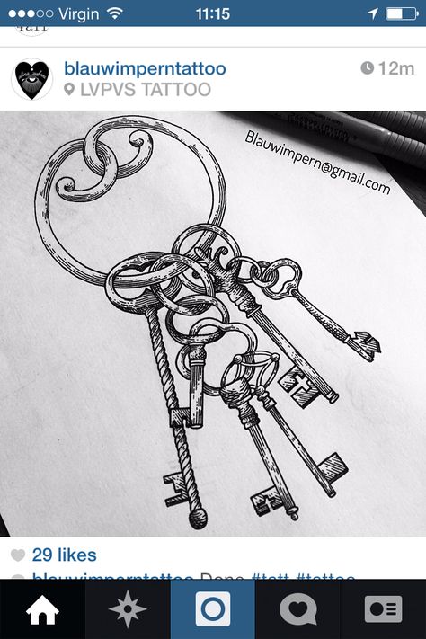 Old Style Key Tattoo, Three Keys Tattoo, Locksmith Tattoo, Key Ring Tattoo, Steampunk Key Tattoo, Fallout 4 Tattoos, Manta Tattoo, Keys Tattoo, Lock Key Tattoos