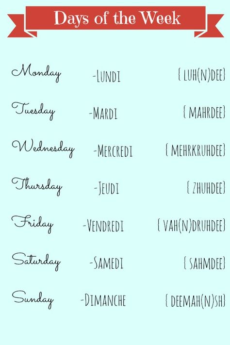 Days of the week in French learning chart | Learn French Days In French, French Weekdays, French Days Of The Week, Healthy Day Routine, Common French Phrases, Aesthetic Note, Learn French Beginner, French Basics, Basic French