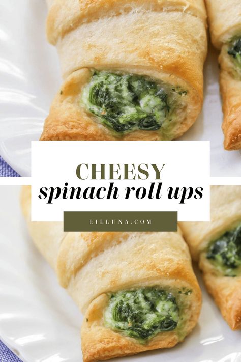 Spinach And Ricotta Rolls, Spinach Crescent Rolls, Spinach Roll Ups, Easy Crescent Roll Recipes, Recipes Using Crescent Rolls, Asian Steak Bites, Spinach Rolls, Breakfast Crescent Rolls, Spinach Wraps