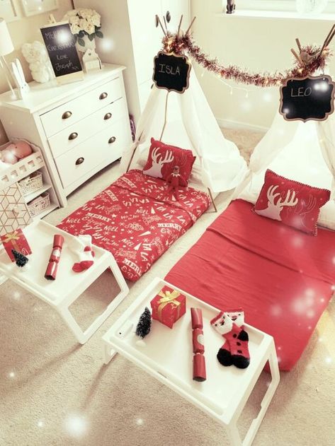 After the success of my birthday party teepee I thought I would share with you the Christmas themed one I have done for the kids! Christmas Teepee, Easy Diy Candy, Teepee Sleepover, Diy Teepee, Cot Bed Mattress, Beautiful Kitchen Cabinets, Girly Birthday, Teepee Party, Holiday Room